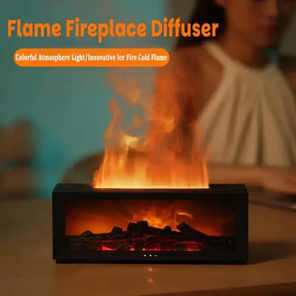 Fireplace Diffuser; Color LED provides Flame Effect, Remote Timer for Relaxing Aromatherapy