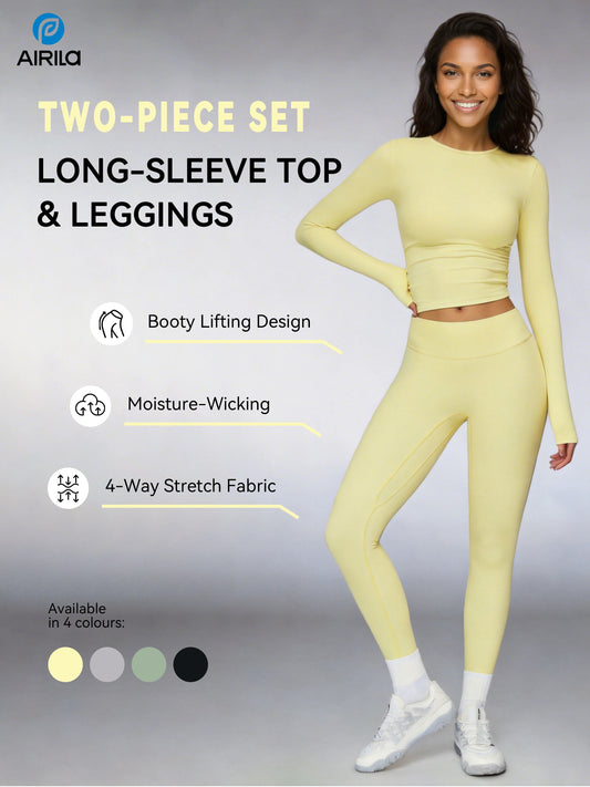 Women's 2PCS Yoga Pilates Gym Set, High Waist Breathable Quick Dry Workout Tracksuit