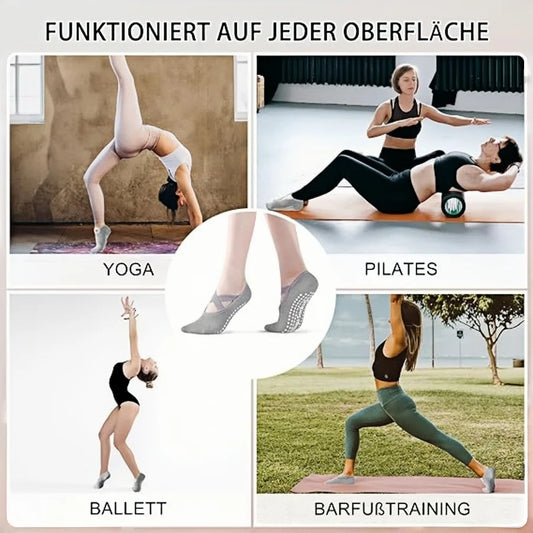 1pair Non-Slip One Size Yoga Socks Grip Fitness Sport Socks for Ballet Dance Pilates Home Training Women