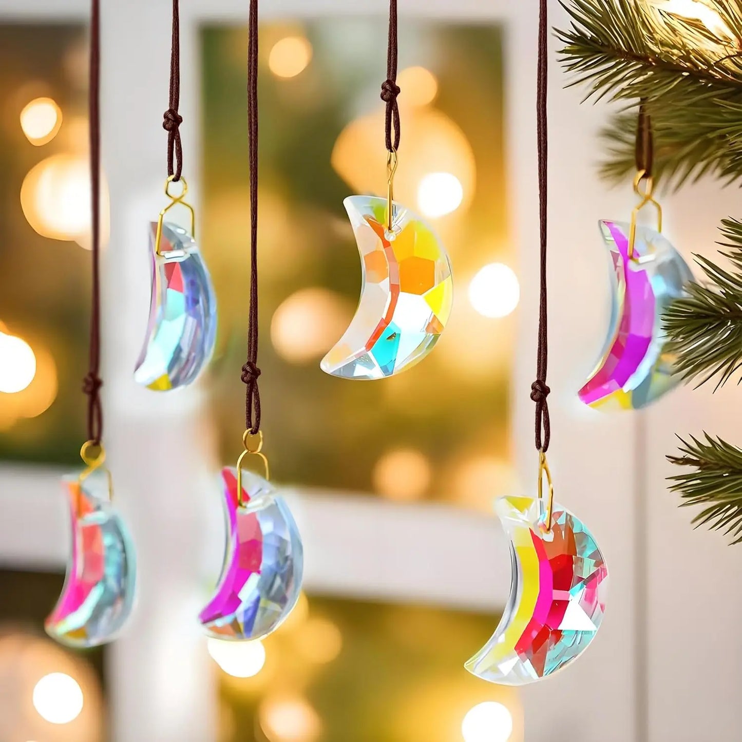 Crystal Suncatcher Prisms for Windows, Rainbow Maker with Color Glass