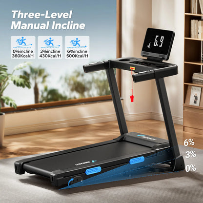 Foldable Quiet Treadmills with adjustable incline