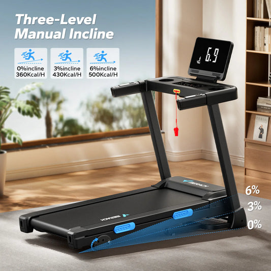 Foldable Quiet Treadmills with adjustable incline