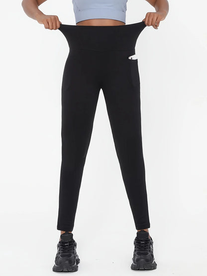 Women’s Plus Size High-Waisted Black Yoga Leggings, Ideal for Pilates Gym Running Hiking Fitness