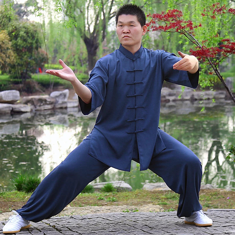 Yang Tai chi cotton short sleeved summer men's and women's adult martial arts clothing