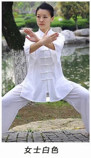 Yang Tai chi cotton short sleeved summer men's and women's adult martial arts clothing