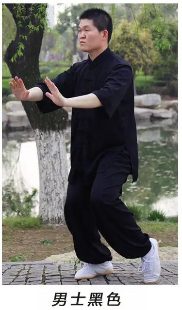 Yang Tai chi cotton short sleeved summer men's and women's adult martial arts clothing