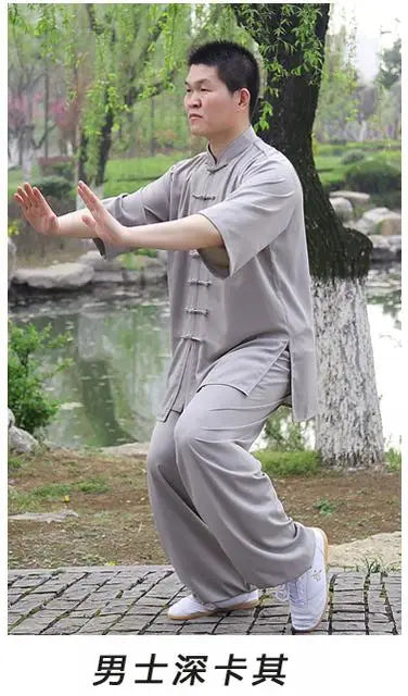 Yang Tai chi cotton short sleeved summer men's and women's adult martial arts clothing