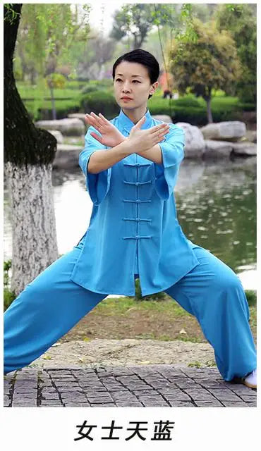 Yang Tai chi cotton short sleeved summer men's and women's adult martial arts clothing