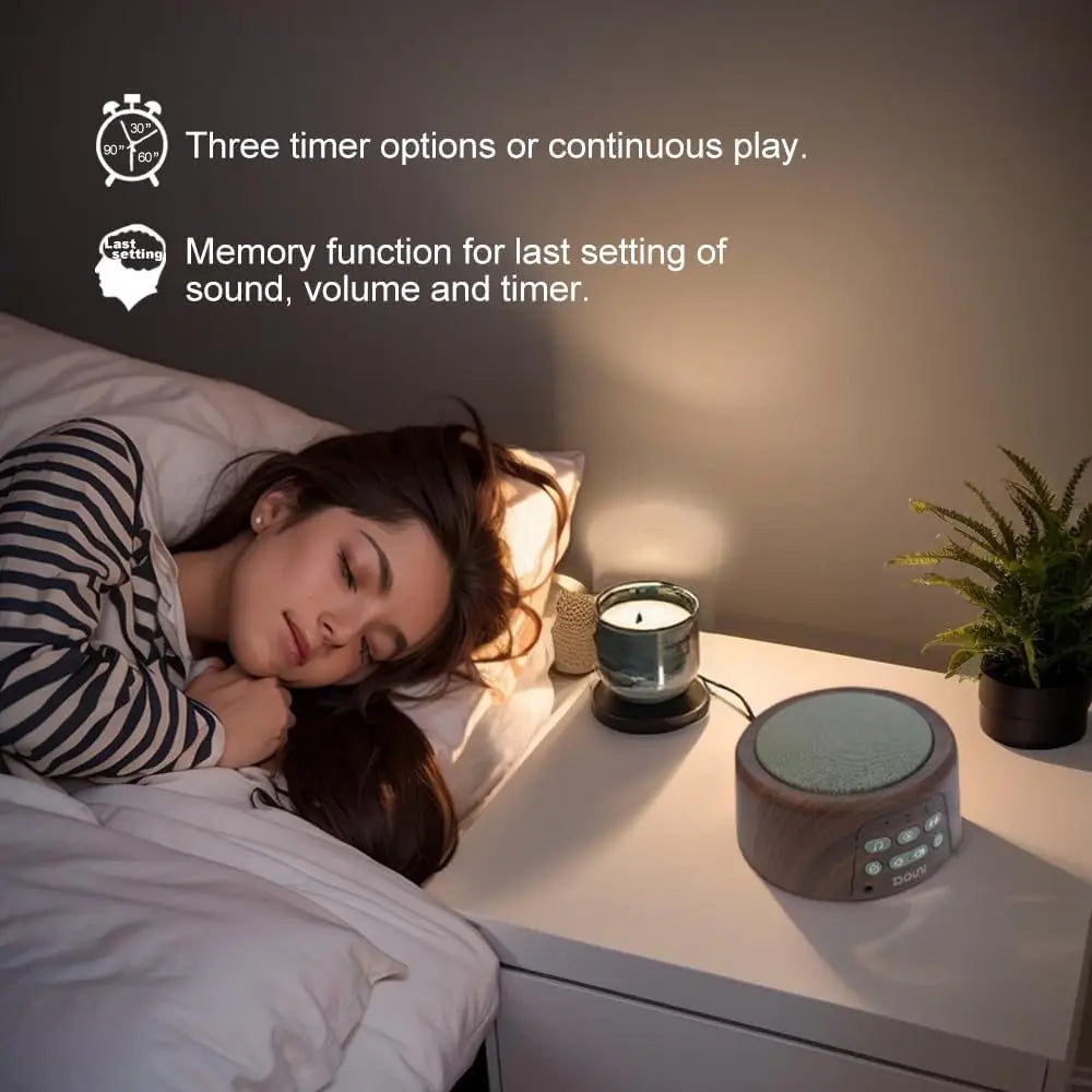 Brown Wood Grain White Noise Machine with 27 Soothing Sounds, Timer & Memory