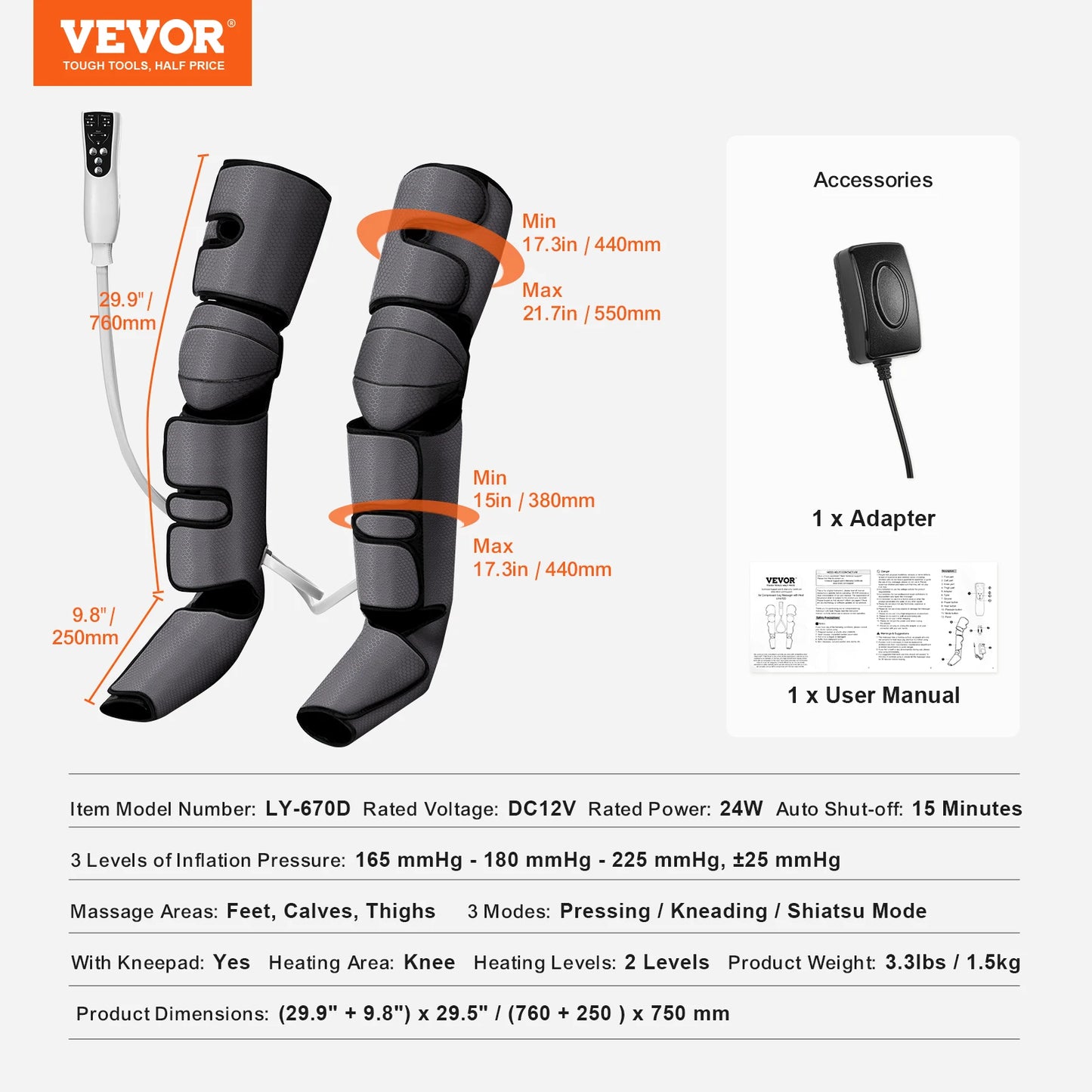 Air Compression Full Leg Massager for Circulation/ Swelling