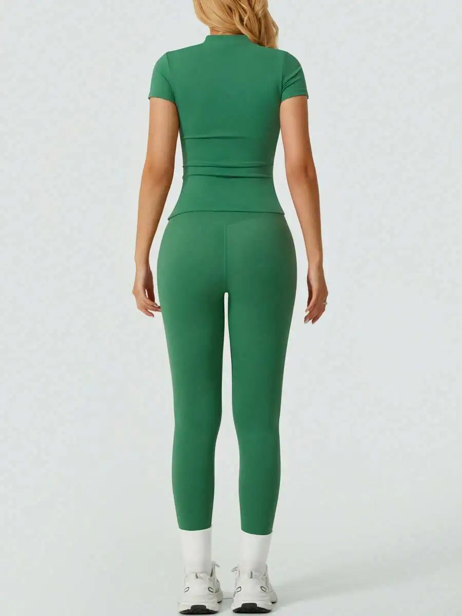 Women's Casual Short Sleeve Top And Long Pants Yoga/Fitness Set Summer