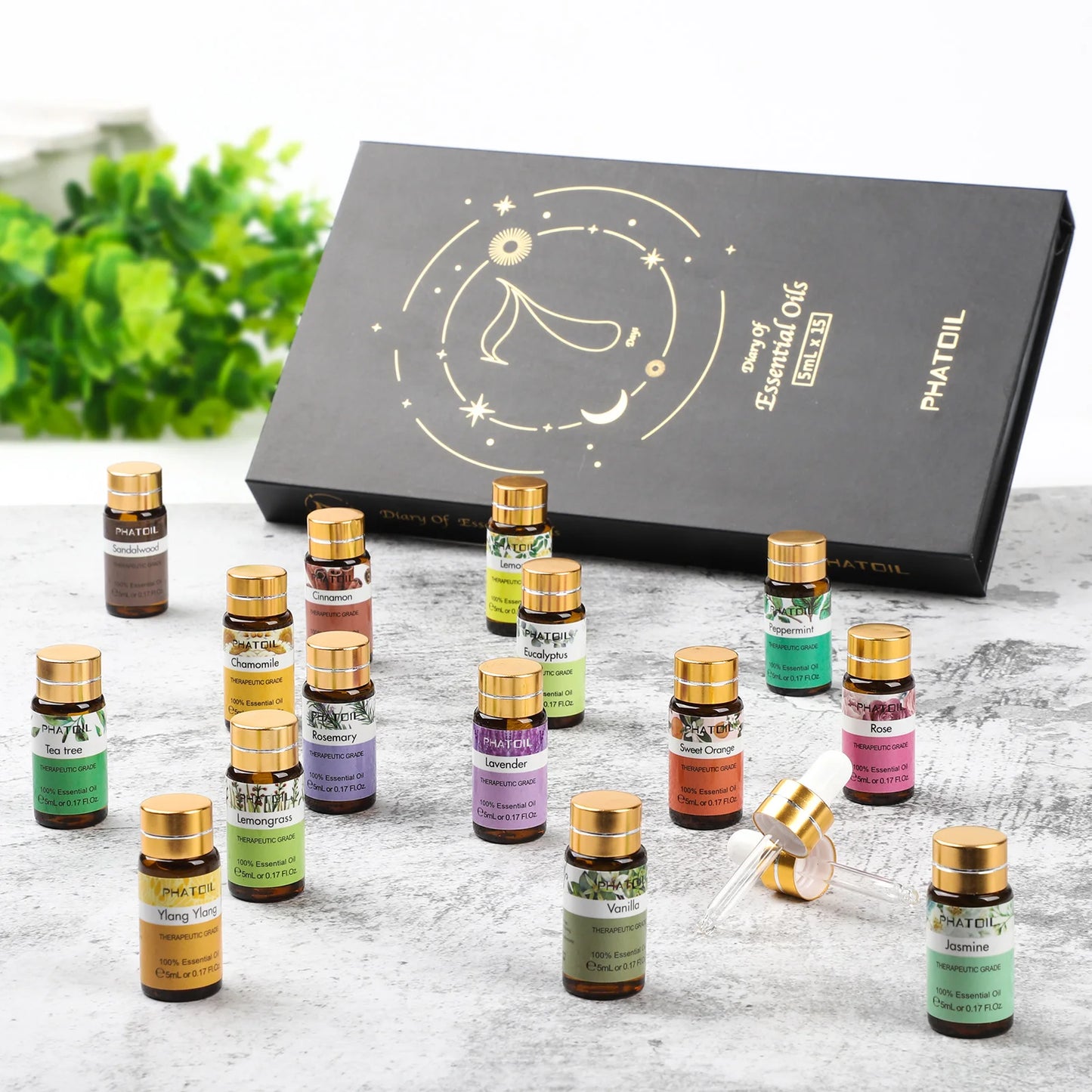 15pcs Natural Plant Aroma Essential Oil set: Eucalyptus Vanilla Mint Lavender Rose Tea Tree Oil