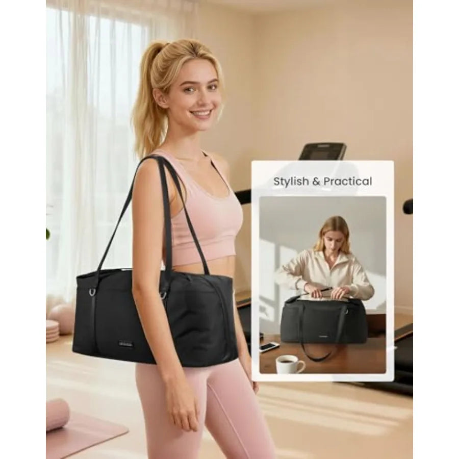 LOVEVOOK Gym Bag for Women, Small Sport Duffle with Shoe Compartment, Weekender Travel Tote for Work Yoga Workout