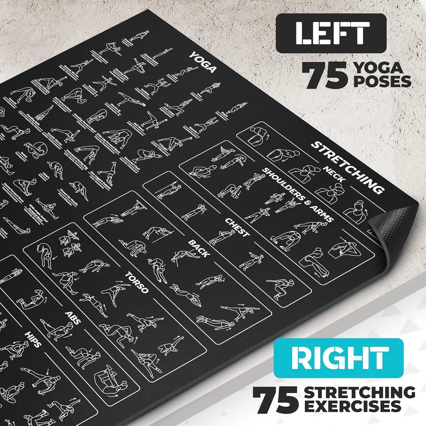 Extra-Large Yoga Mat with 150 Poses Printed