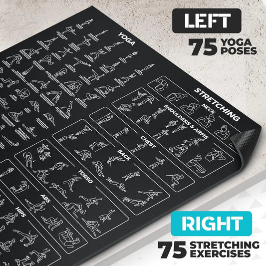 Extra-Large Yoga Mat with 150 Poses Printed