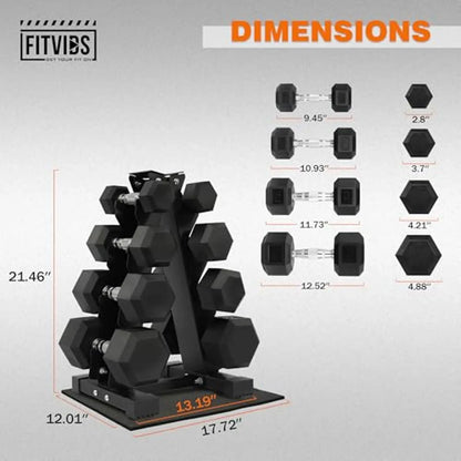 Anti-Slip Grip Rubber Coated Dumbbell Set with Storage Rack
