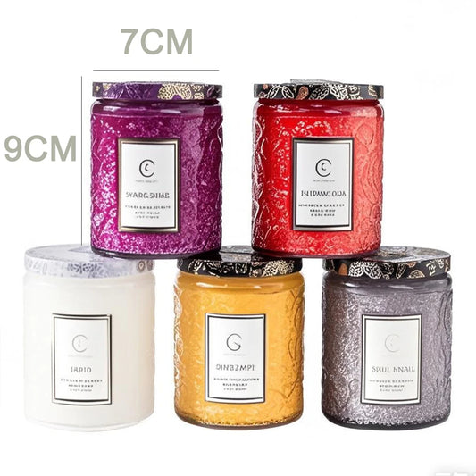 Embossed Glass Clean Burn Soy Wax Aromatherapy Candle