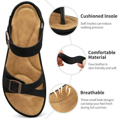 Flat Sandals for Women Dressy: Anti-Slip and Adjustable for Daily Walking - Breathable and Soft Insole All-Day Comfort in Summe