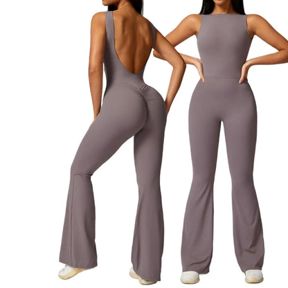 Women's Solid Seamless Push Up One Piece Fitness Training Yoga Jumpsuit