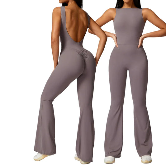 Women's Solid Seamless Push Up One Piece Fitness Training Yoga Jumpsuit