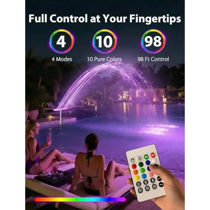 Auto Light-Sensing Pool Sprinkler Fountain: Solar Pool Fountain w 7-Color 4-Mode LED Lights