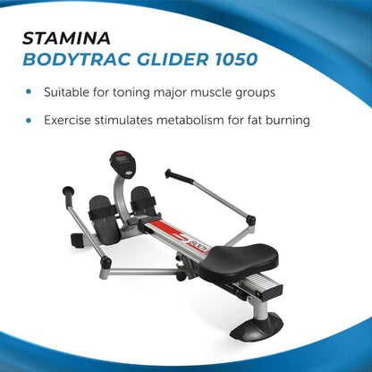 BodyTrac Glider Hydraulic Rowing Machine: Build Stamina with Cylinder Resistance,