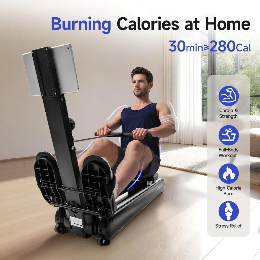 Foldable Magnetic Rowing Machines 16 Levels Quiet Resistance