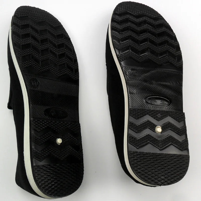 Vintage Chinese Kung Fu Black Cotton Shoes: Wing Chun Tai Chi Slipper
