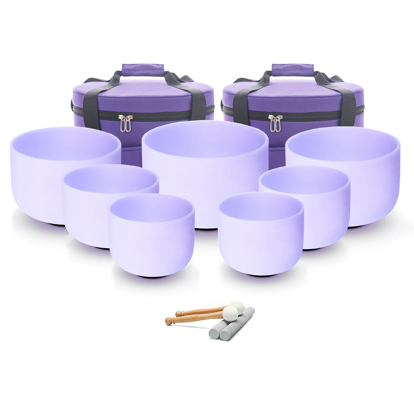 Chakra Set of 7 Crystal Singing Bowls for Yoga Musical Vibration