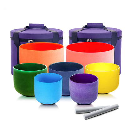 Chakra Set of 7 Crystal Singing Bowls for Yoga Musical Vibration