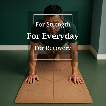 Eco-Friendly Non-Slip Cork Yoga Mat, Thick Cushioning, Alignment Lines