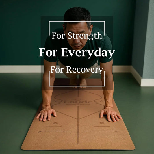 Eco-Friendly Non-Slip Cork Yoga Mat, Thick Cushioning, Alignment Lines