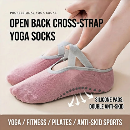 1pair Non-Slip One Size Yoga Socks Grip Fitness Sport Socks for Ballet Dance Pilates Home Training Women