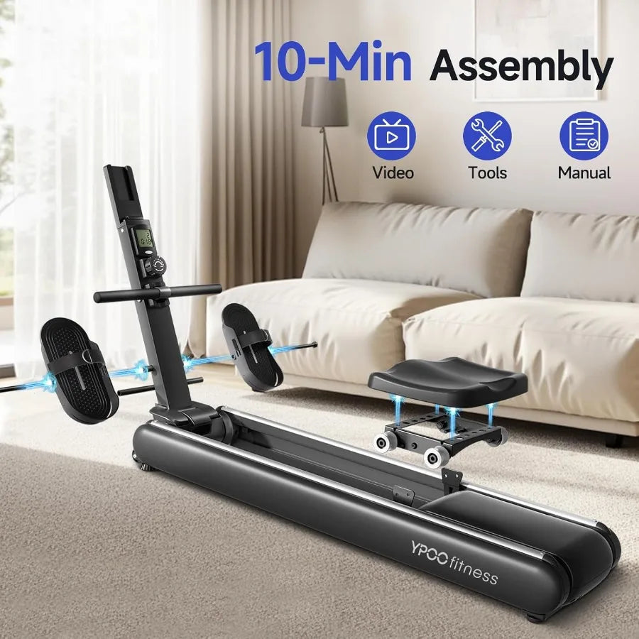 Foldable Magnetic Rowing Machines 16 Levels Quiet Resistance