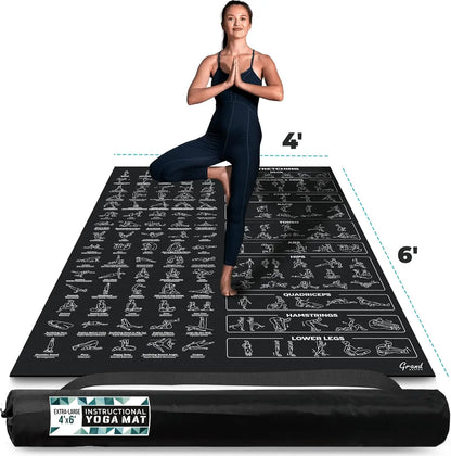 Extra-Large Yoga Mat with 150 Poses Printed