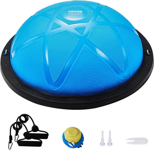 Half Exercise Ball with Resistance Bands, Stability Trainer for Home Gym Full Body Workout