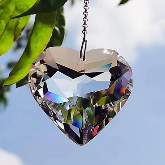 2 Inch Clear Crystal Heart Prism Pendant Suncatcher
