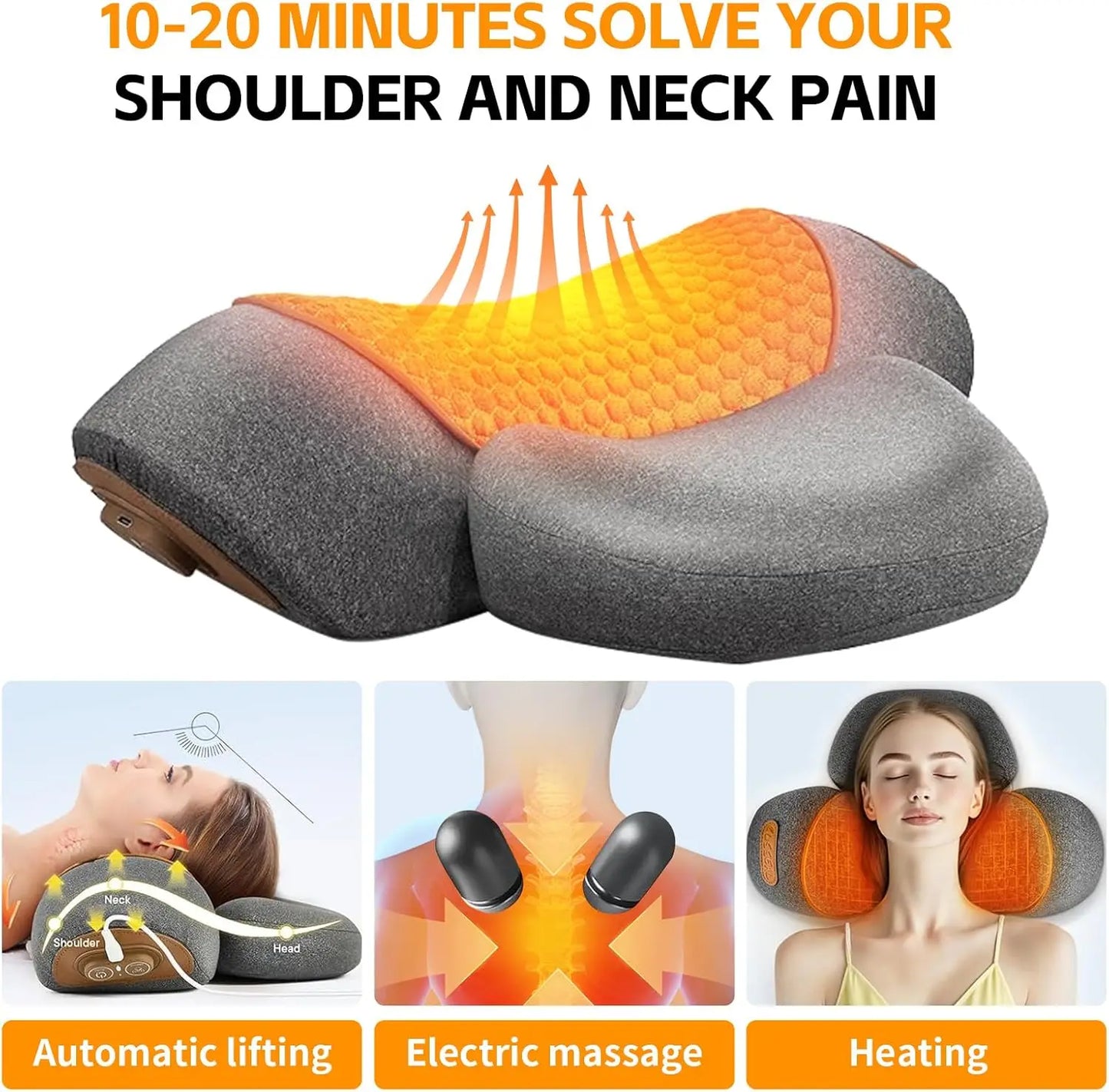 Heat, Vibration & Airbag Traction Neck Massager Pillow