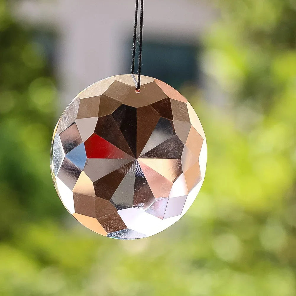 Mandala Crystal Suncatcher Prisms: Sunflower Glass Pendant, Rainbow Maker Chandelier Parts