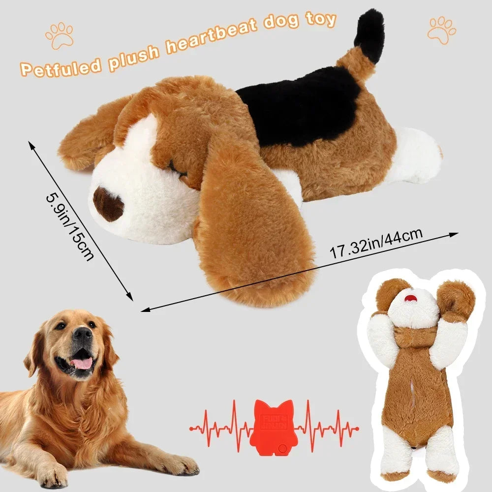 Soft Plush Puppy Toys with Heartbeat Dog Calming Aid Pet Separation Stress Relief Sleep Partner Behavior Support Toy for Dogs