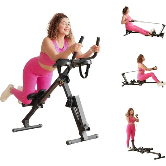 Adjustable AB Rowing Machine for Stomach Workout Foldable with 3 Heights