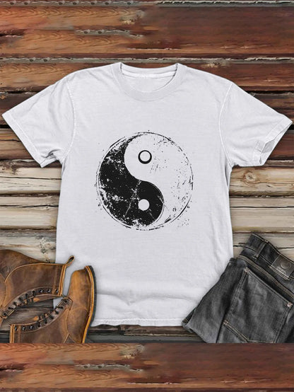 Men'S Casual Crew Neck T-Shirt with Tai Chi Yin Yang Print