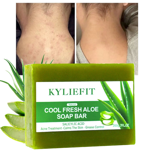 Cool Fresh Natural Aloe Vera Soap Bar for All Skin Types, Reduce Dark Spots, Acne, Smooth Skin