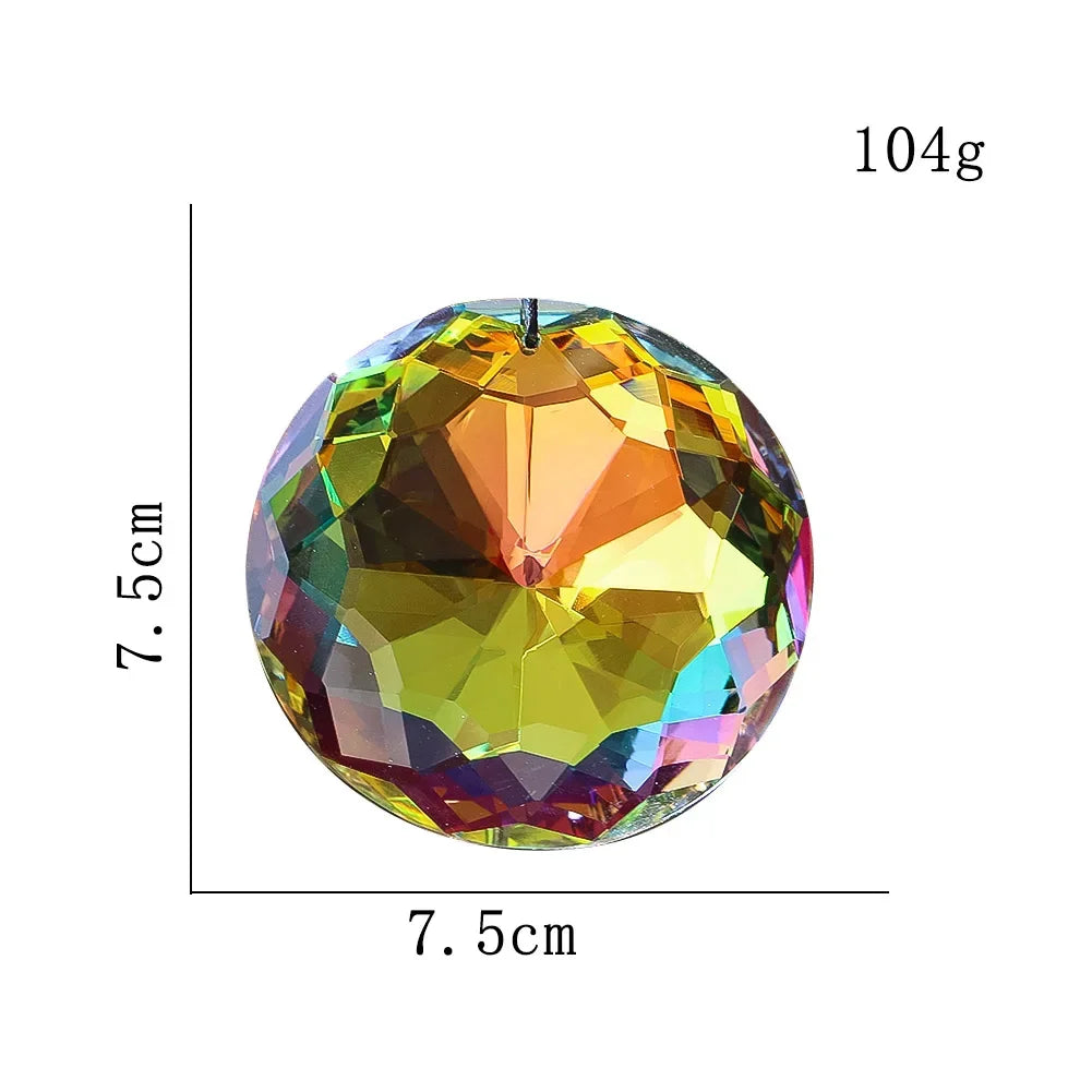 Mandala Crystal Suncatcher Prisms: Sunflower Glass Pendant, Rainbow Maker Chandelier Parts