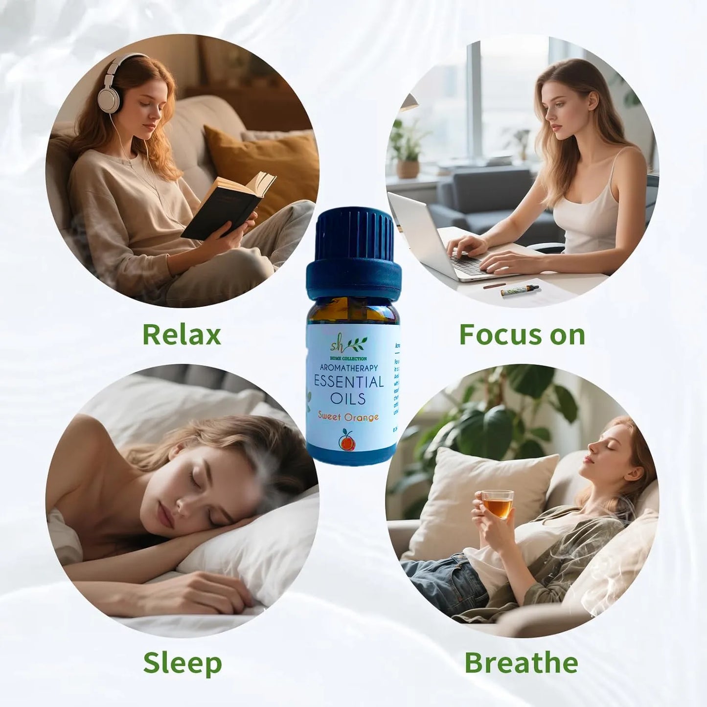10Pcs Essential Oil Massage Spa Aromatherapy Fragrance Set: Rosemary Lemon Sweet Orange Eucalyptus Lavender Peppermint