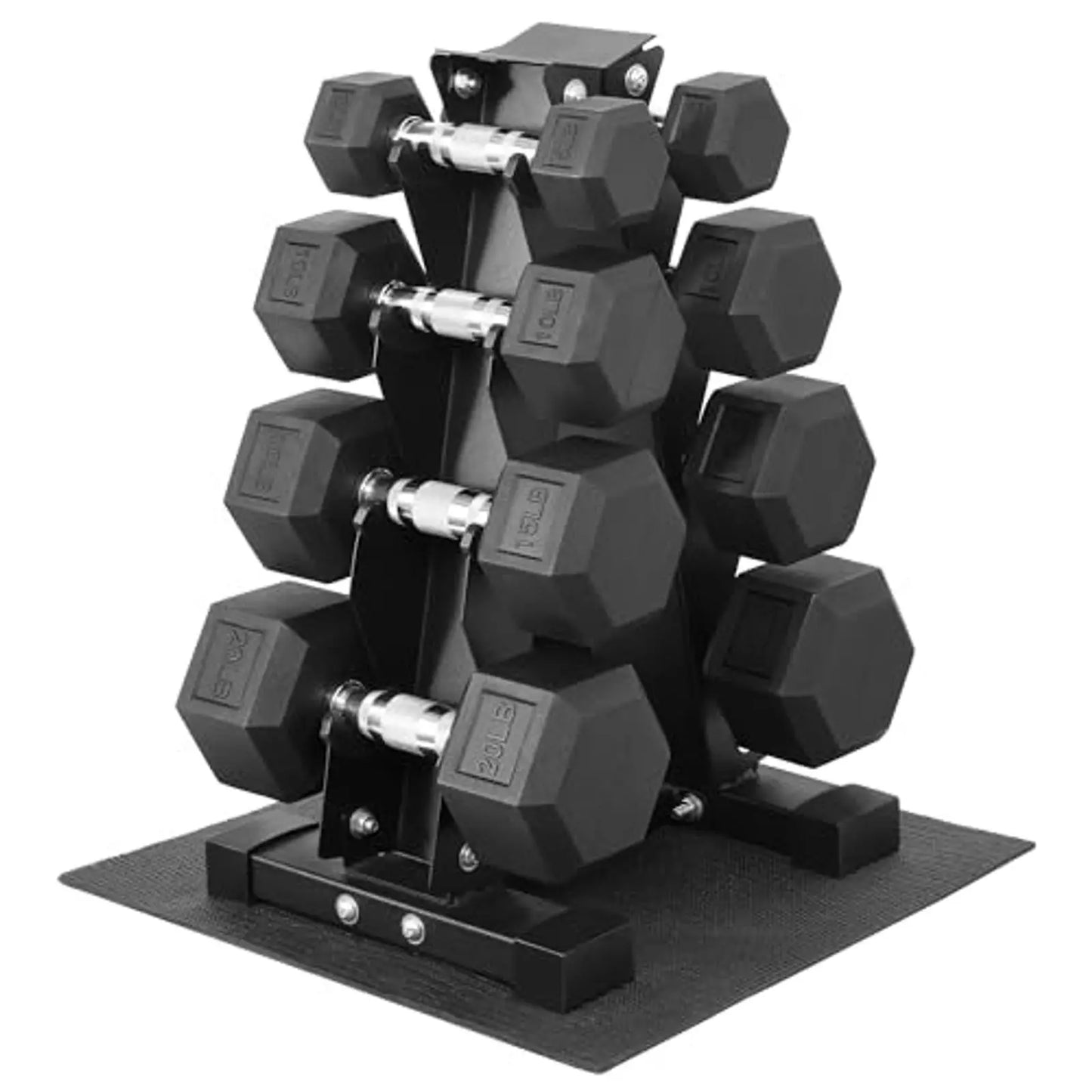 Anti-Slip Grip Rubber Coated Dumbbell Set with Storage Rack