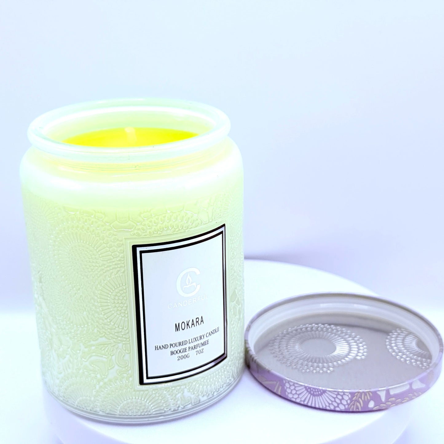 Embossed Glass Clean Burn Soy Wax Aromatherapy Candle