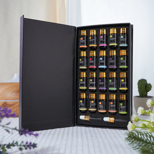 20 Bottles Essential Oils Gift Box Lavender Jasmine Eucalyptus Vanilla Patchouli Citronella Sandalwood Rose Orange Scents