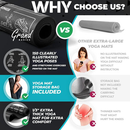 Extra-Large Yoga Mat with 150 Poses Printed