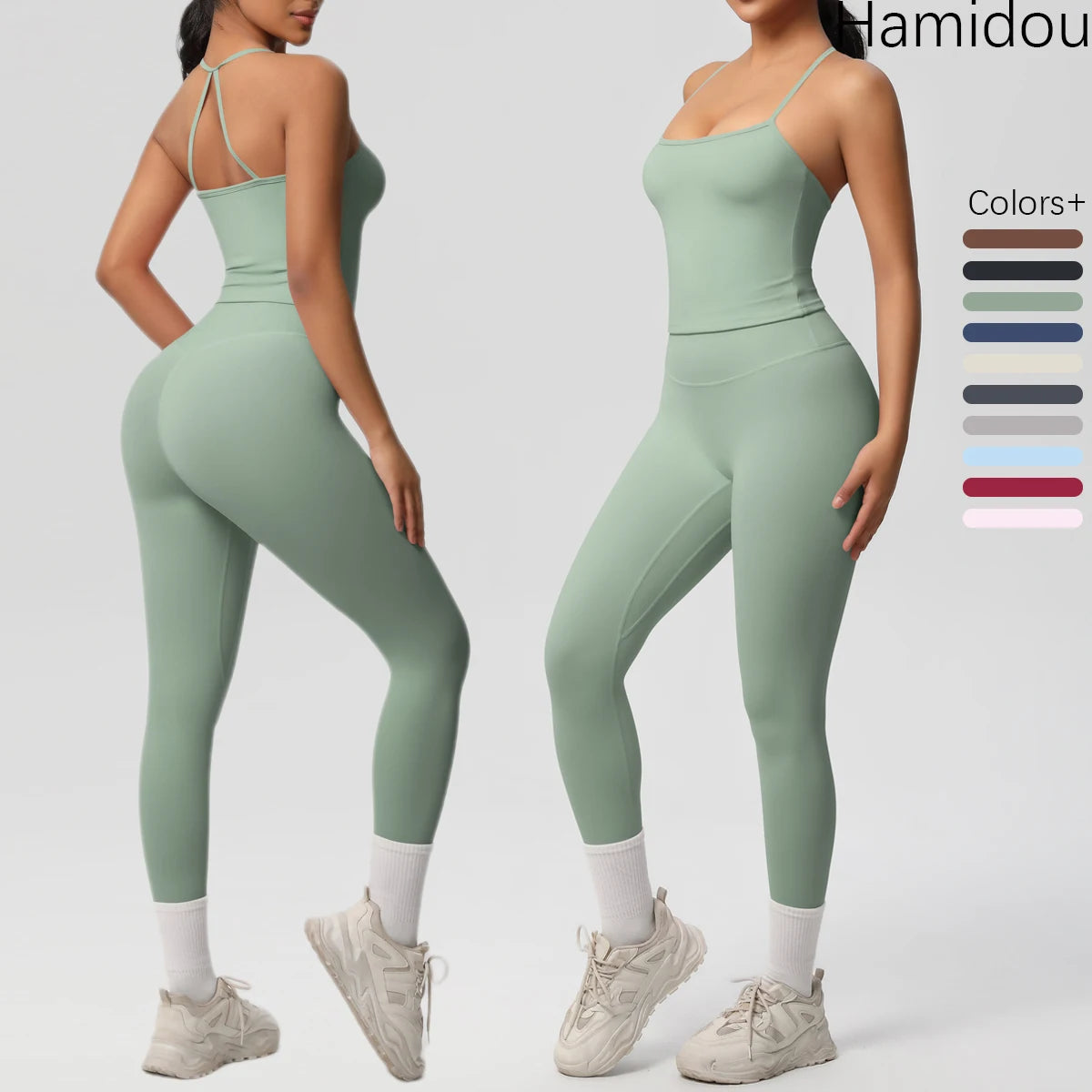 Halter Yoga Tummy Control Slimming Gym Suit